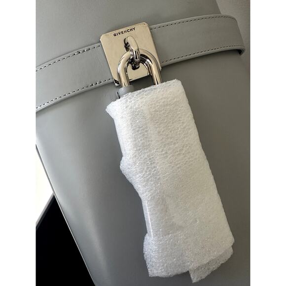 Givenchy Shark Lock Knee High Boots Womens Size 39 Grey Leather New Shoes - Picture 14 of 16